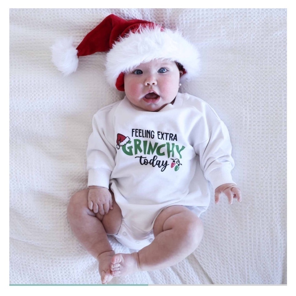 Caden Lane Grinch Sweatshirt Bubble Romper